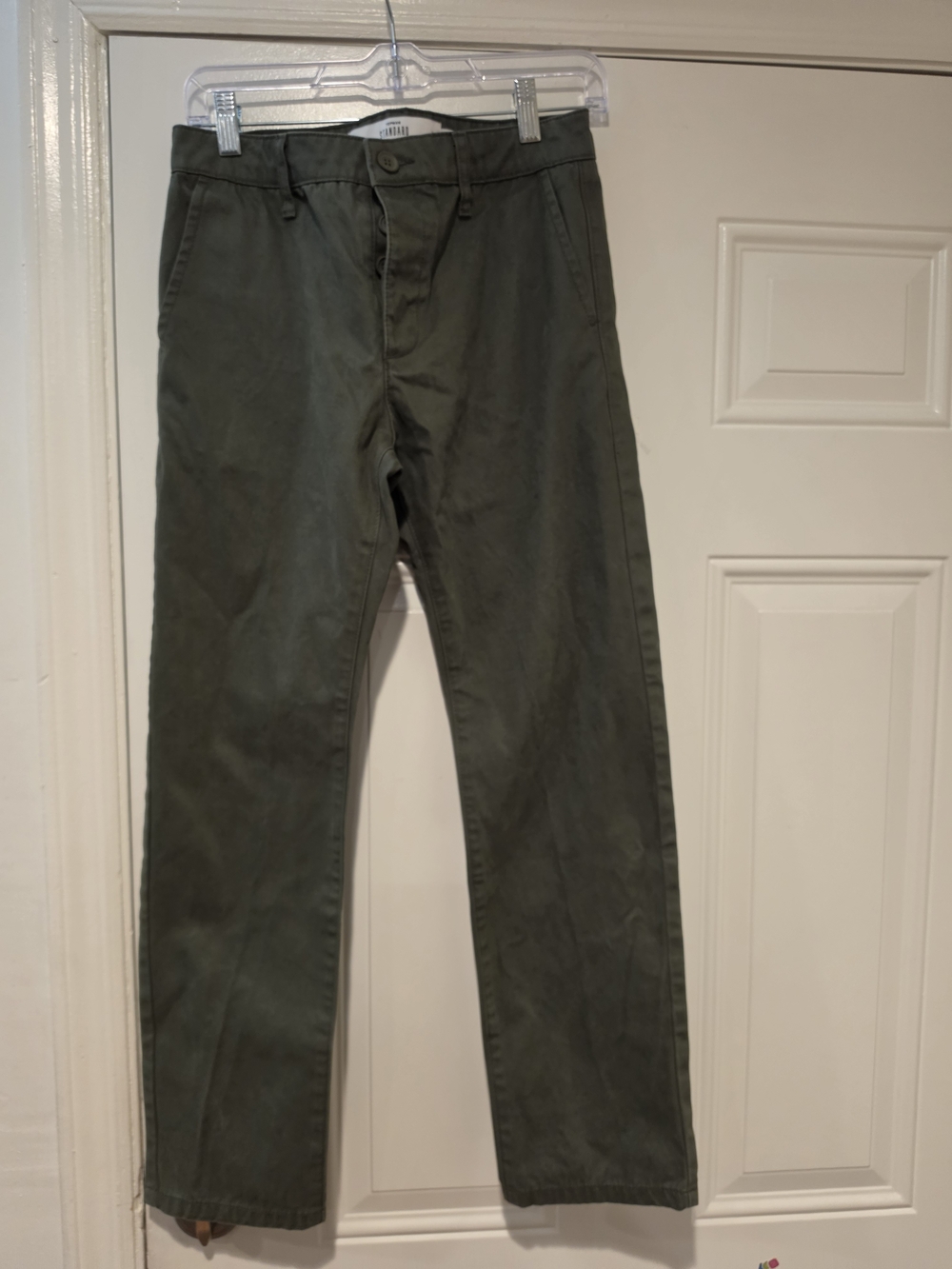 Topman Olive Green Straight-Leg Chinos